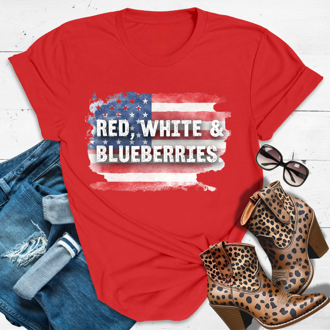 RED, WHITE & BLUEBERRIES.™  Tee — Charlie and Erika Kirk’s Blueberry Budget.