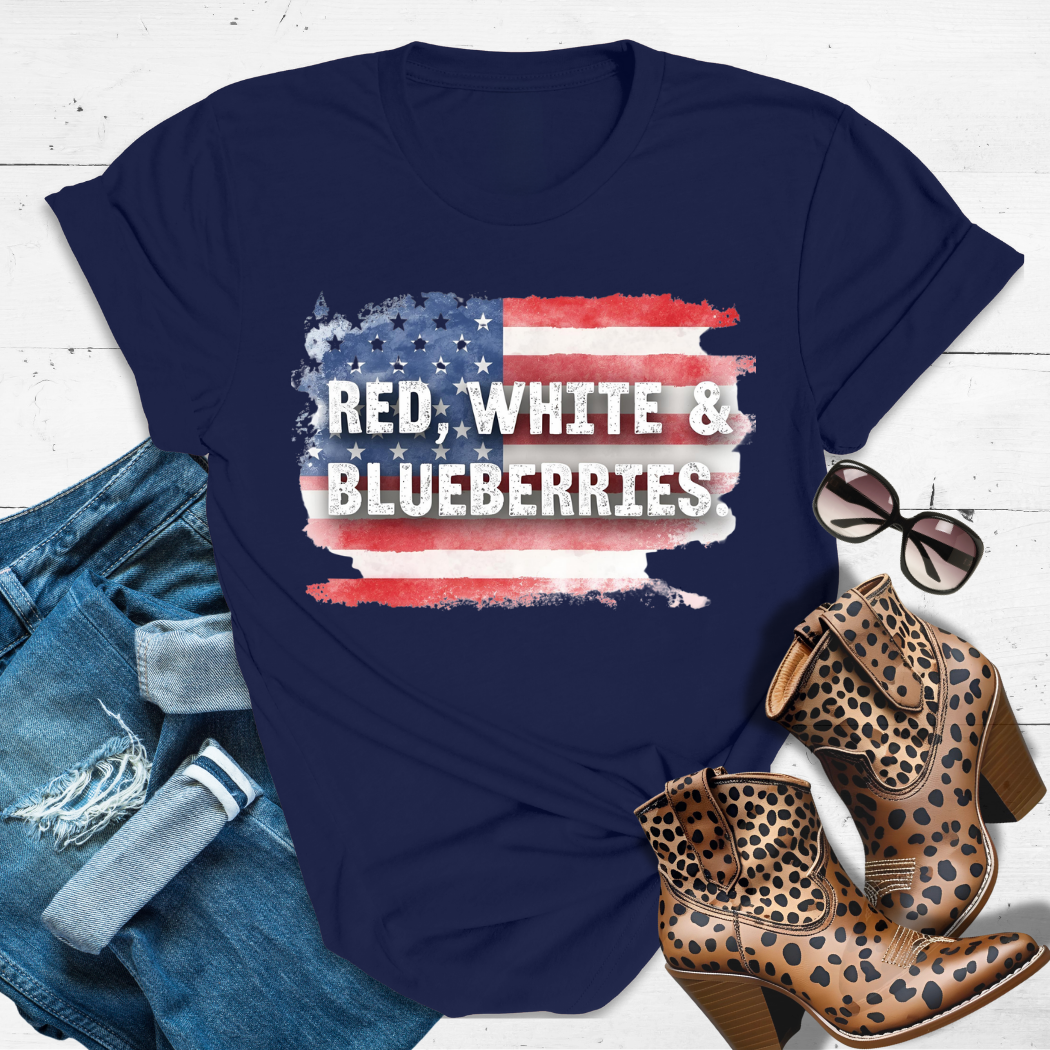 RED, WHITE & BLUEBERRIES.™  Tee — Charlie and Erika Kirk’s Blueberry Budget.