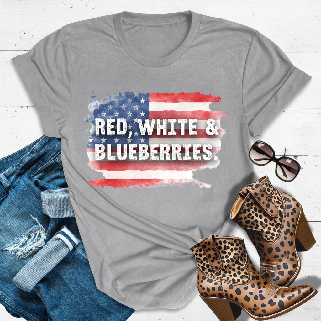 RED, WHITE & BLUEBERRIES.™  Tee — Charlie and Erika Kirk’s Blueberry Budget.